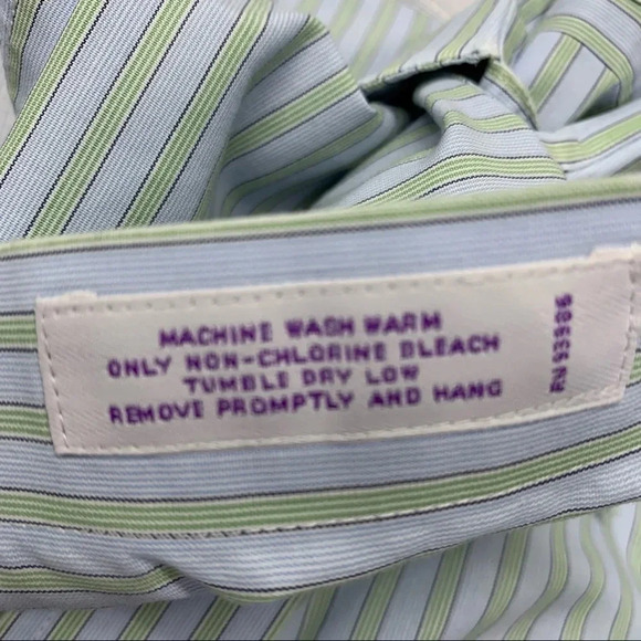 Brooks Brothers Shirt Lot Men 16 Non Iron Blue Stripe Check All Cotton Classic - Picture 10 of 11
